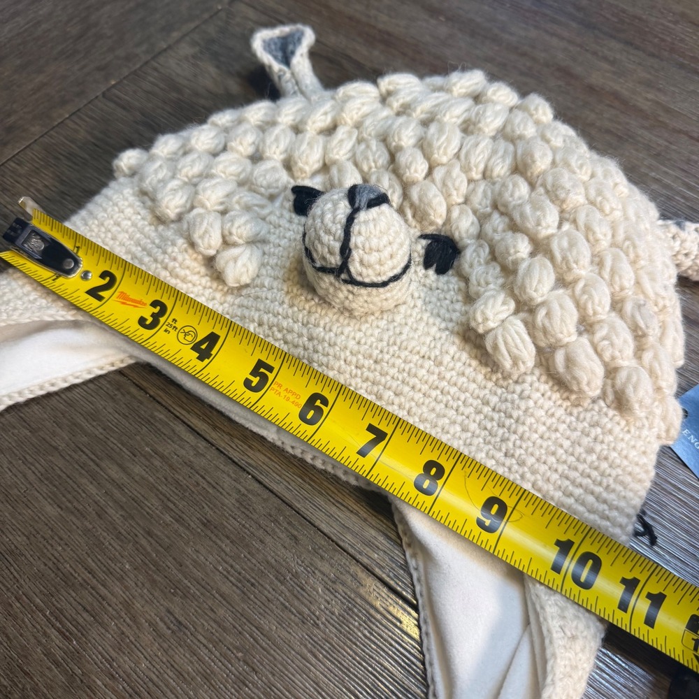English Heritage Adult Alpaca Sheep Lamb Hand Knitted Wool Beanie Hat Lined NWT - Picture 9 of 12